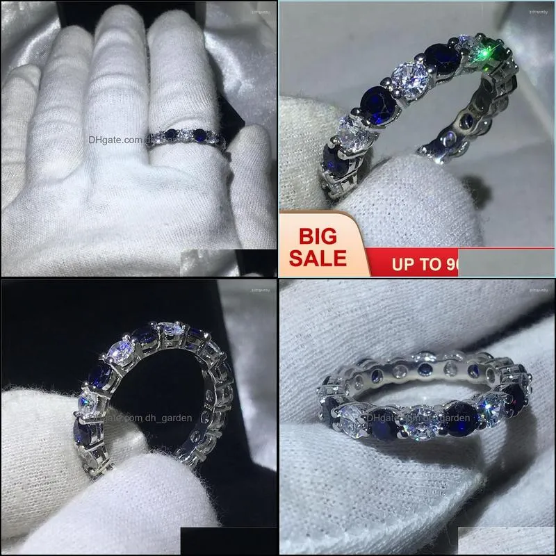 Wedding Rings Classic Female Infinity Ring Silver Color Blue 5A Zircon Cz Engagement Band For Women Bridal Jewelry