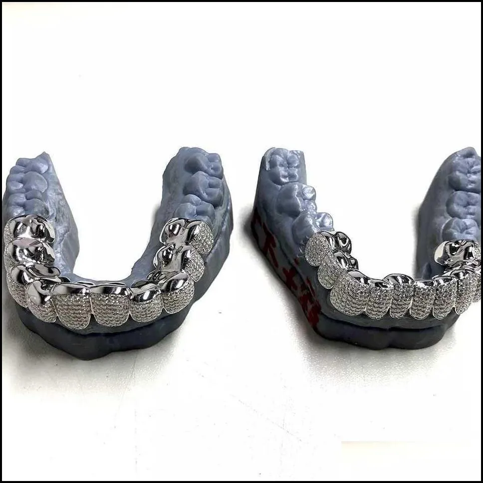 exclusive customization moissanite teeth grillz iced out hop 925 silver decorative braces real diamond bling tooth grills for men