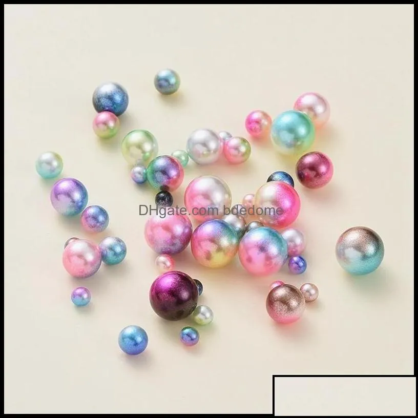 Other Loose Beads Jewelry Colorf Acrylic Round Imitation Faux Pearls String No Hole 4-10Mm Mixed Color For Craft Diy Jew Dhvxa