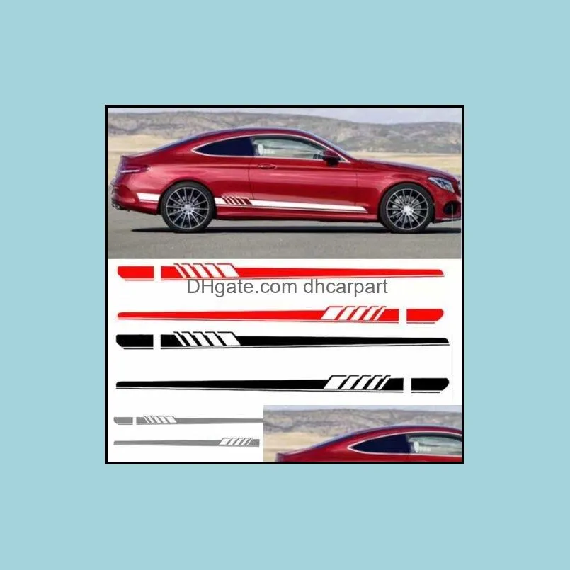 new 2pcs/set edition auto side skirt decoration sticker for mercedes benz c class w205 c180 c200 c300 c350 c63 amg