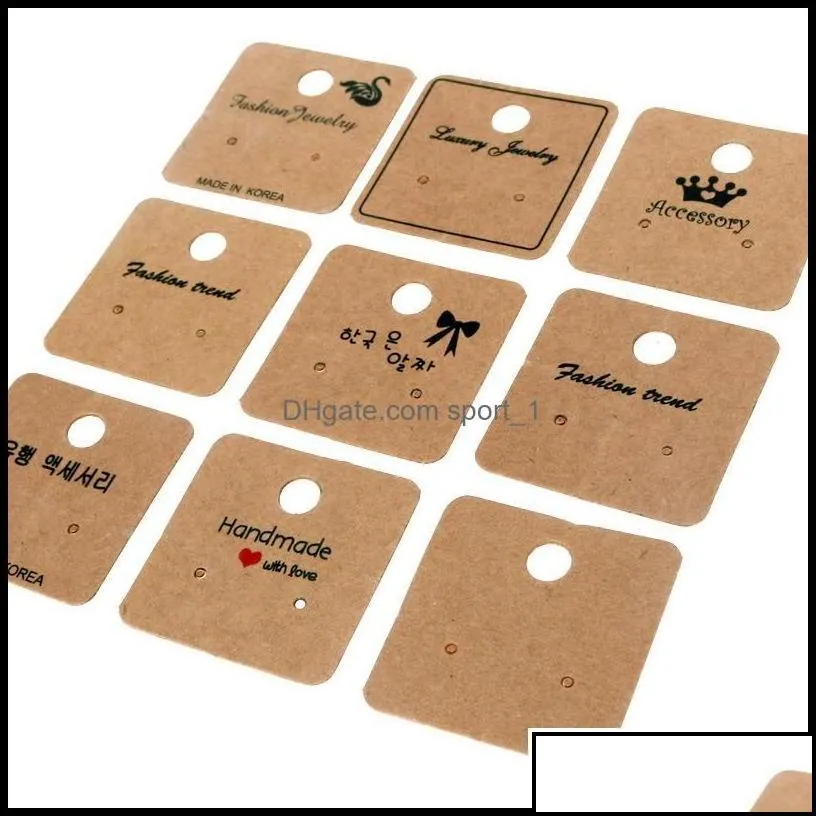 Price Tags, Packaging & Jewelry4*4Cm Kraft Paper Mti-Motif Earring With Hold Hanging Earrings Ear Stud Jewelry Display Card Wholesale Can