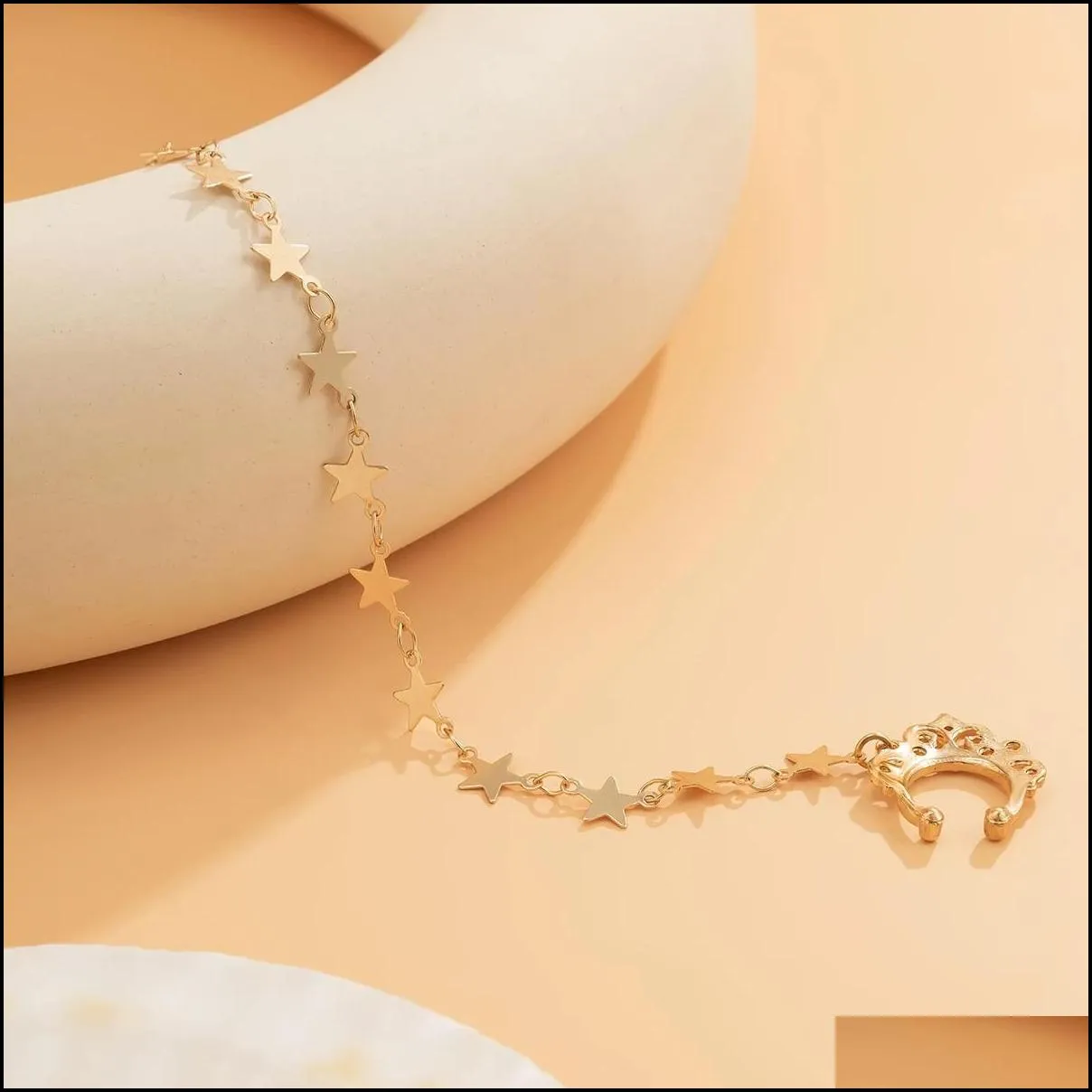 bohemia sexy women geometric metal star pendant tassel chain clip earrings fake nose piercing nose clip summer jewelry