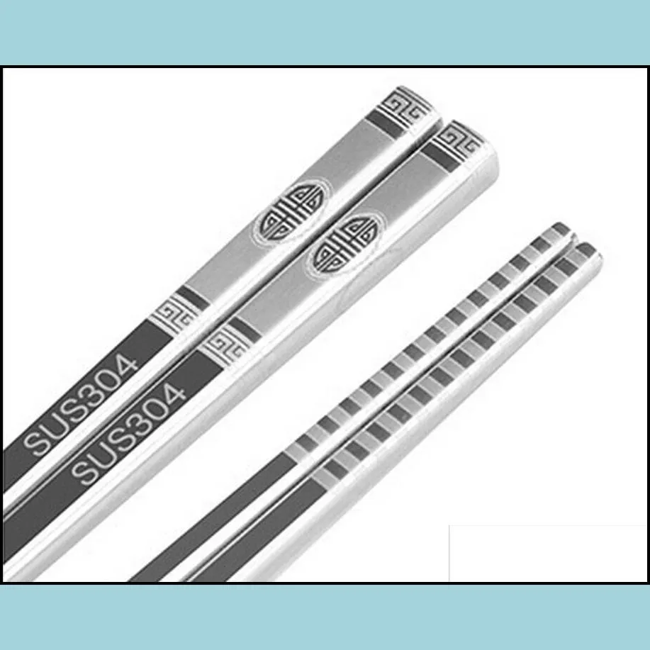 5pair sus304 18/10 stainless steel chopsticks reusable chinese clip food tableware