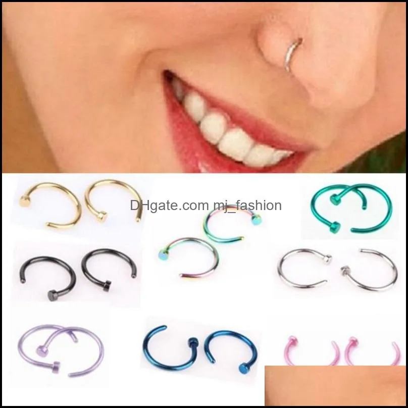 trendy nose rings body piercing jewelry fashion stainless steel open hoop ring earring studs fake noserings non piercingrings