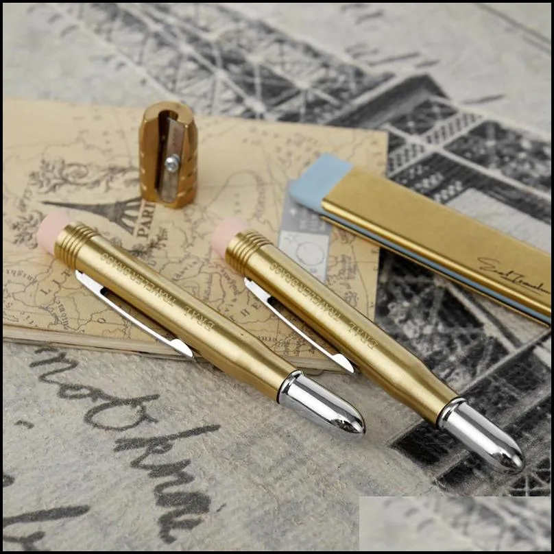 eteral travelers brass pencil mini to carry metal stationery very beautiful retro travel stationery series pictures props 