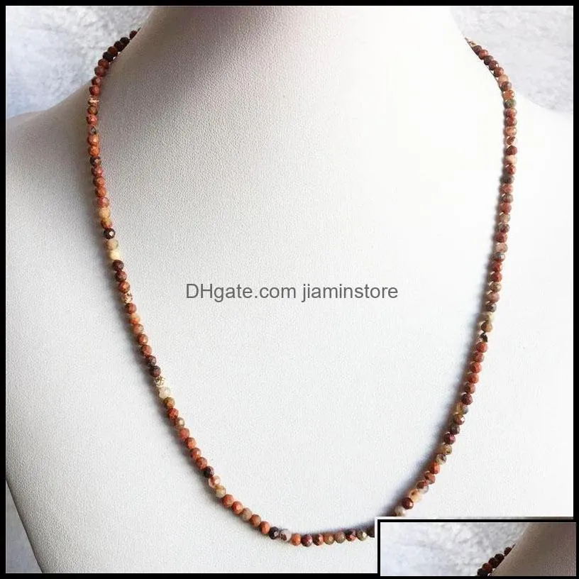 Chains M Faceted Red Blood Brecciated Jasper Necklace Shiny Natural Stone Chain Chocker Beaded Mother Daughter Drop Delivery 2021