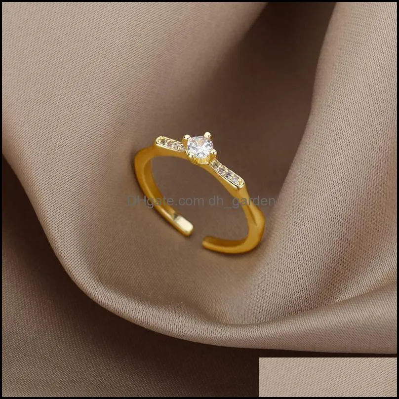Wedding Rings White Cubic Zircon Engagement Ring Adjustable Open Cuff Rhinestone For Women Girls Vintage Jewelry Bague GiftWedding