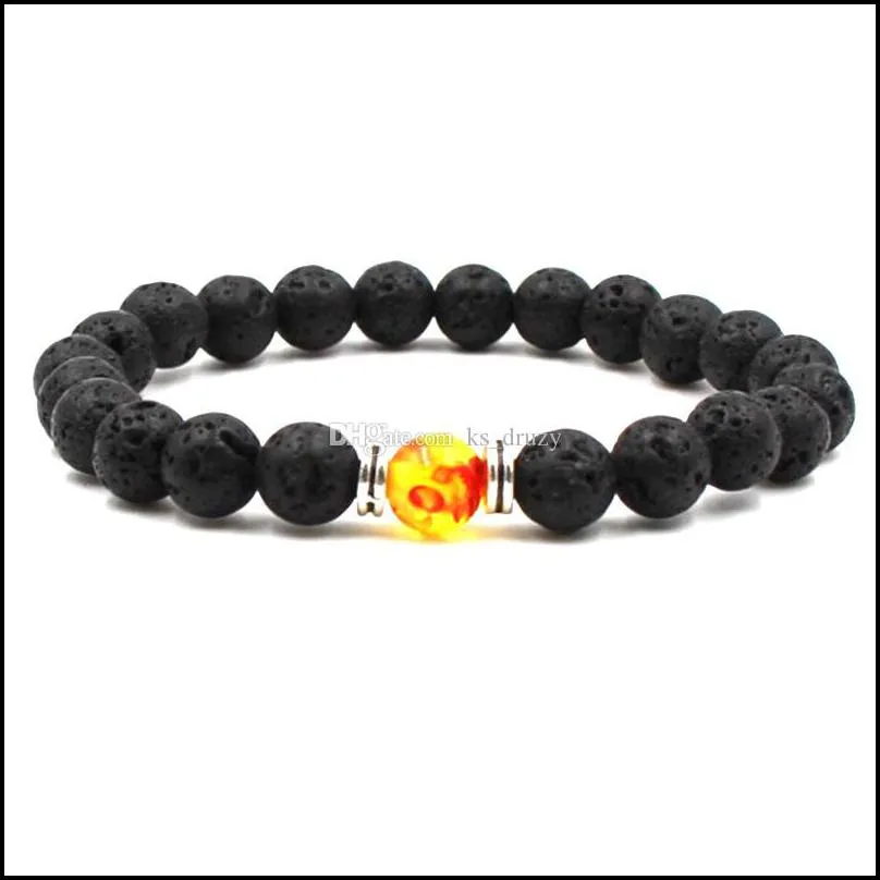 9colors 7 chakra natural black lava stone beads elastic bracelet  oil diffuser bracelet volcanic rock beaded hand strings