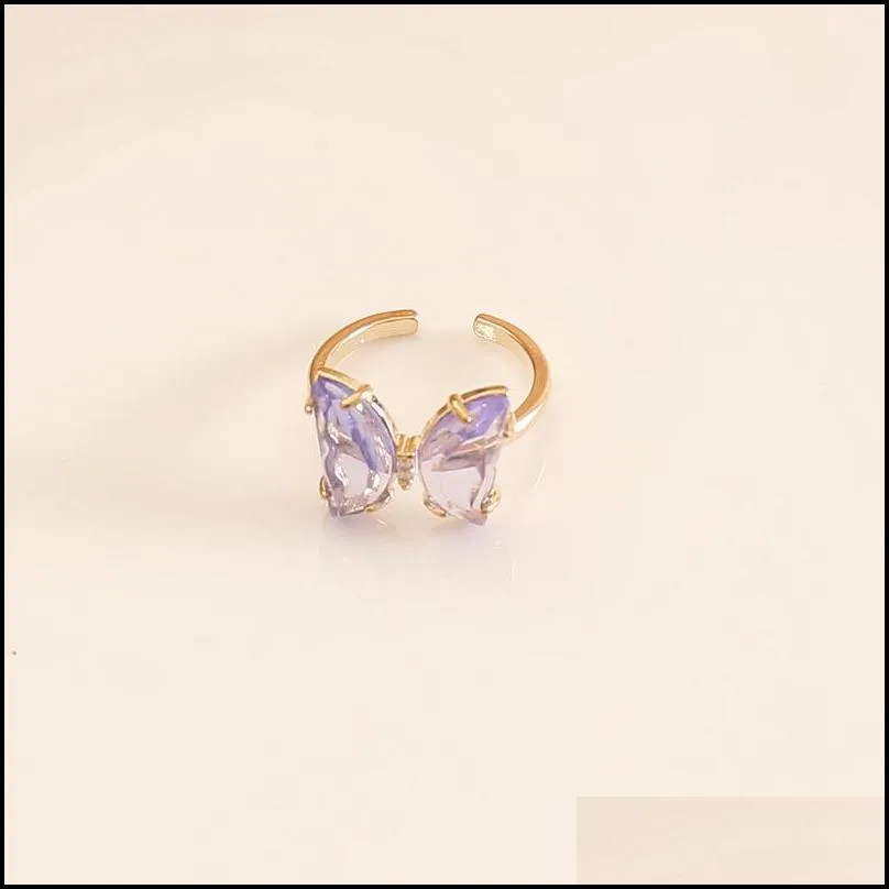 butterfly ring purple fashion temperament sweet romantic female jewelry girl wedding gift 9 colors