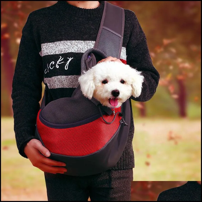 6 colors crossbody pet backpack dogs carrier mesh breathable fashion travel bags portable cat and dog shoulder bag