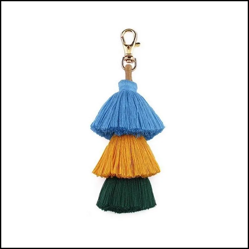 handmade women colorful boho pom tassel bag charm key chain fashion jewerly 10 styles