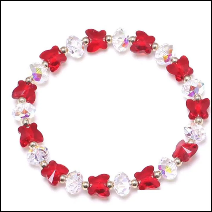 trendy colorful ab butterfly crystal beaded bracelets women sweet temperament handwork bracelet charms jewelry 12 styles