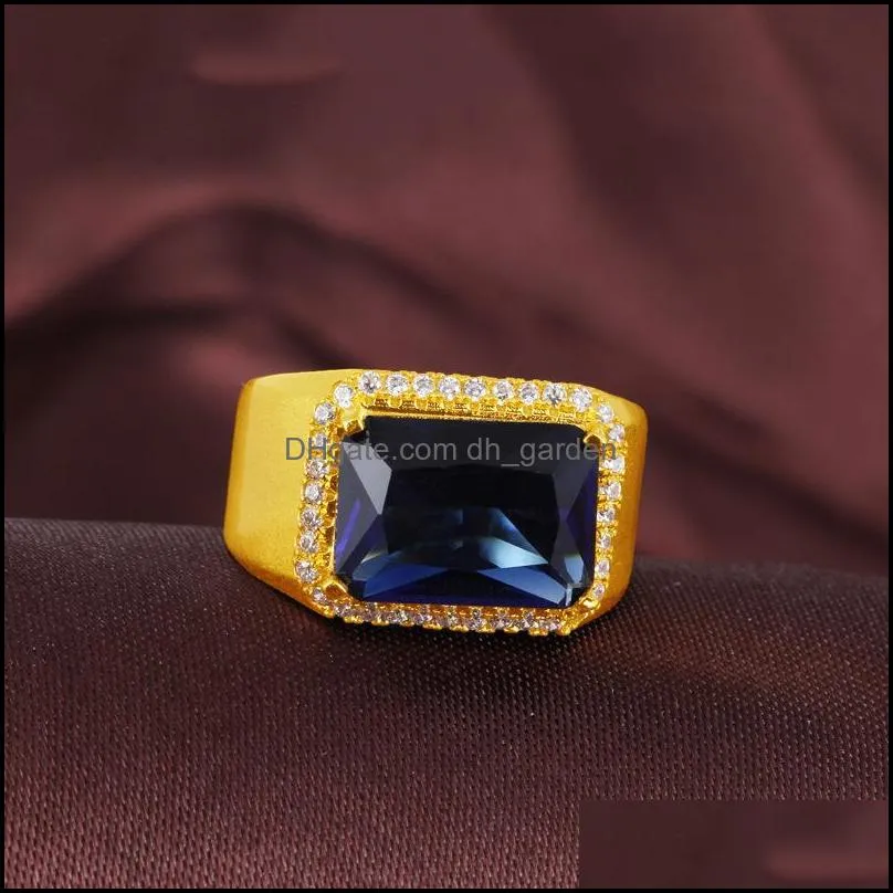 wedding rings vietnam alluvial gold men fashion classical blue crystal zircon jewelrywedding brit22