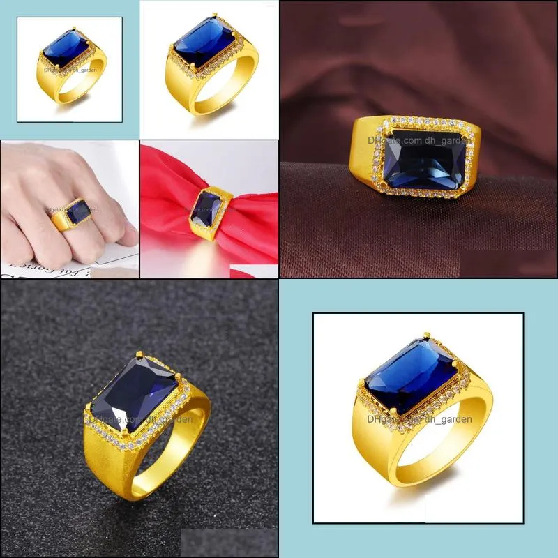 wedding rings vietnam alluvial gold men fashion classical blue crystal zircon jewelrywedding brit22