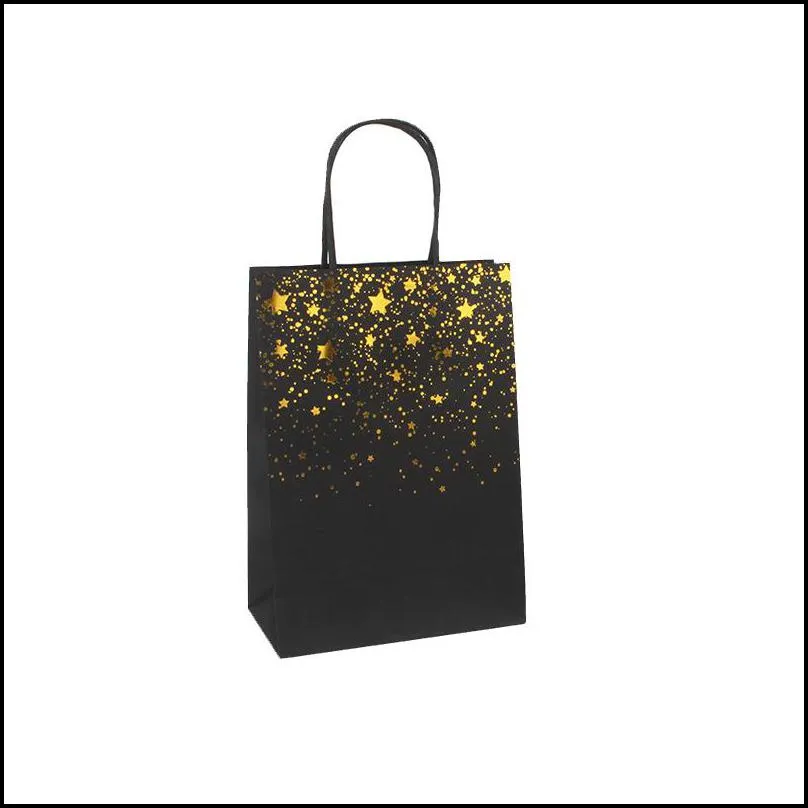 black printed handbag gift wrap kraft paper shopping bag bronzing pattern gifts storage bags