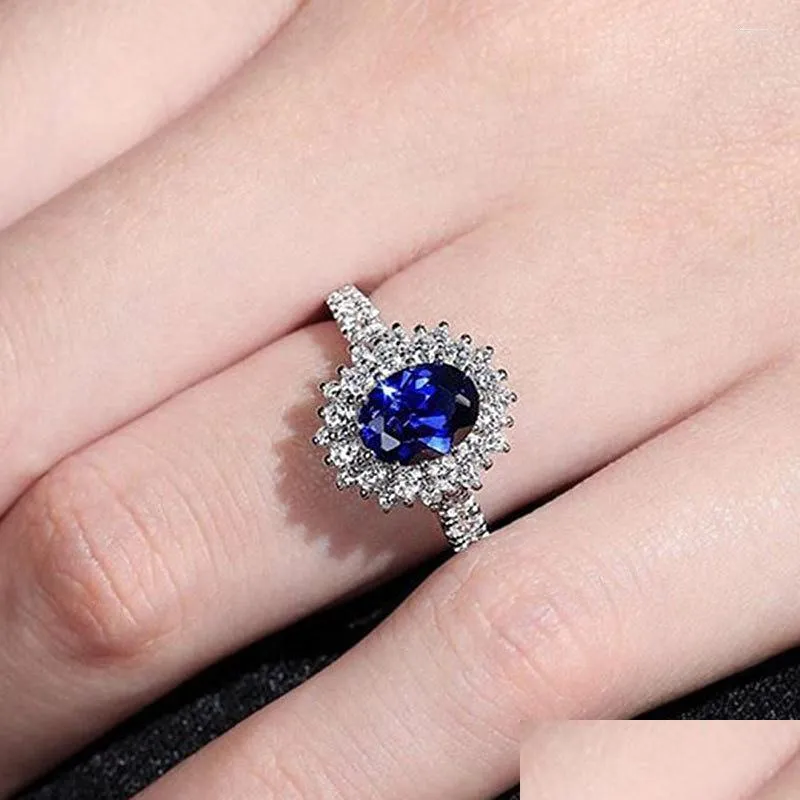 wedding rings luxury oval blue cz stone for women cubic zirconia engagement female anel vintage jewelry anelwedding brit22