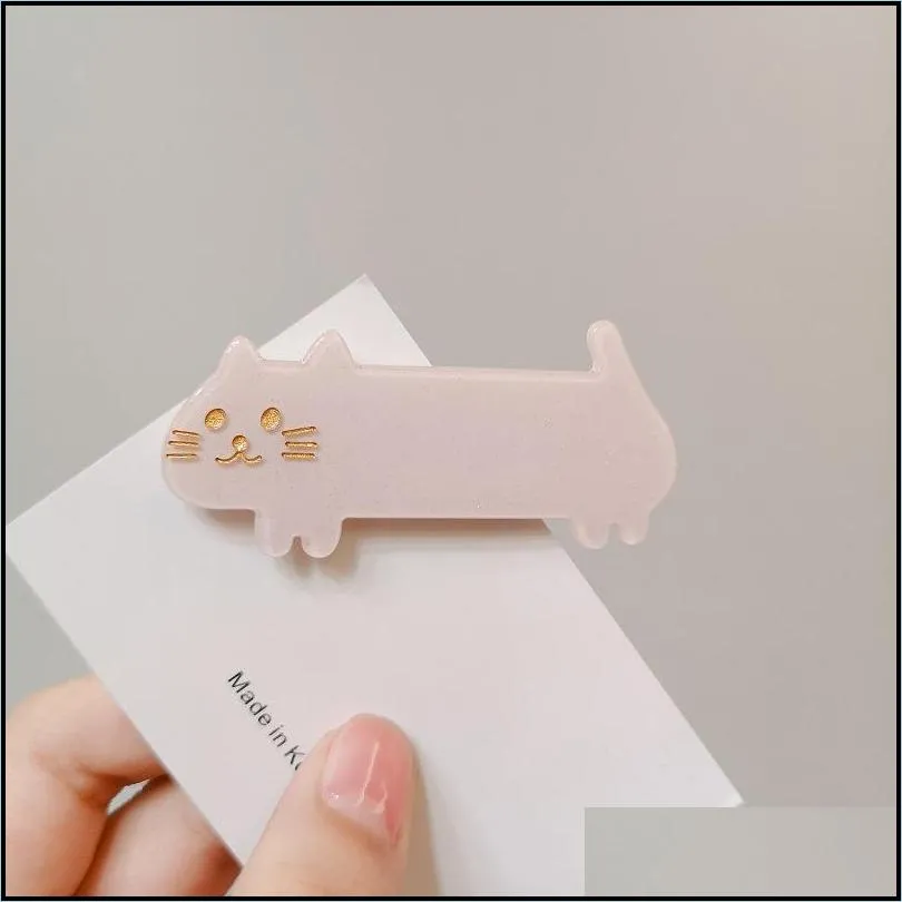 dhs acetate cute cartoon cat animal hairgrip women girls hair clips pin claw hairpin accessories barrette hairclip 8 colors