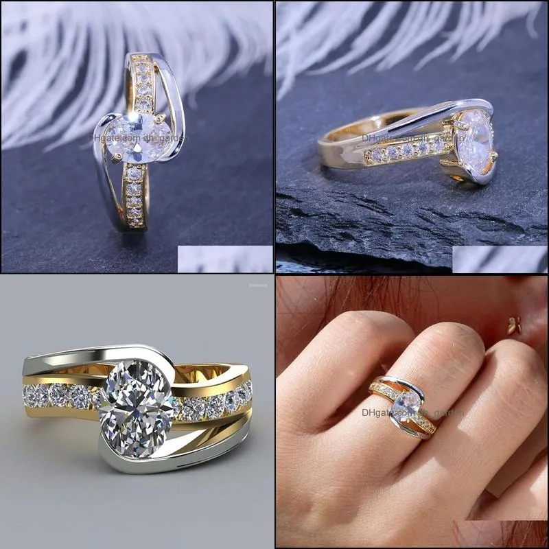 wedding rings oval cubic zirconia gold for women fashion jewelry sparkly crystals engagement female anel giftwedding brit22