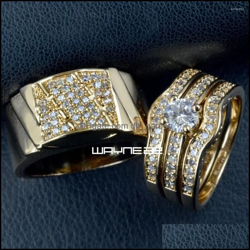 wedding rings set gold tone men women ring band r211 179 size 915 610