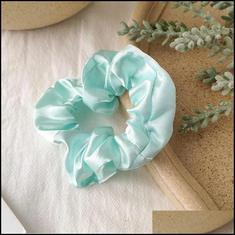 satin silk scrunchies women elastic rubber hair bands girls solid ponytail holder hairties rope hair accessories