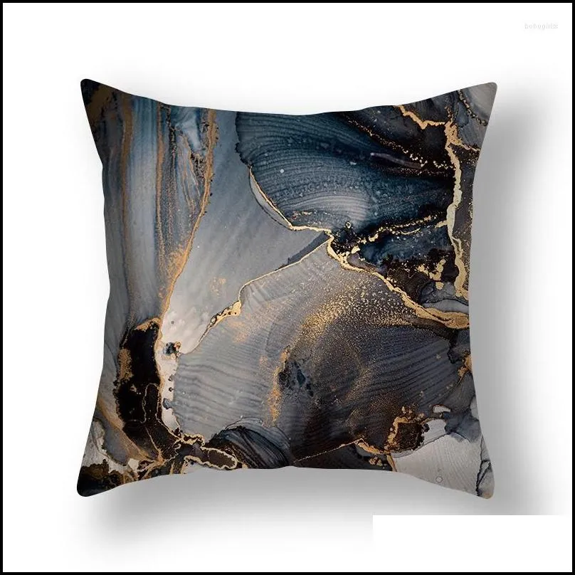 pillow case gray gold color marble cushion cover bloom rock pattern polyester 45x45cm sofa bedroomwork