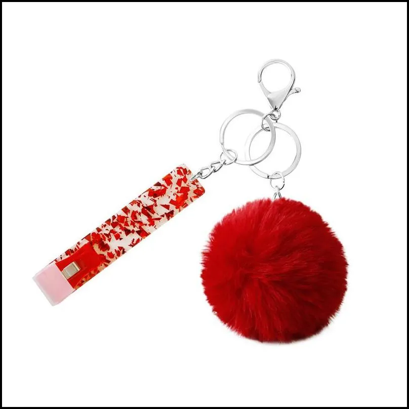 dhs card contactless bank card reader long nail armor cards holder keychain female acrylic fur ball key ring charm jewelry gift