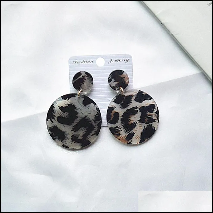 acrylic leopard hoop earrings for women statement korean geometry big dangle drop earring ladies party ear jewelry