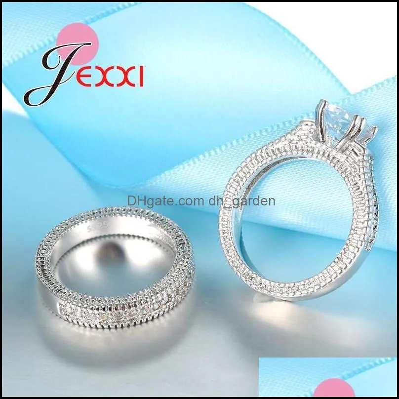 wedding rings stamped sterling silver ring sets 2 pcs bijoux full african crystal heart stone romantic chioceweddingwedding brit22