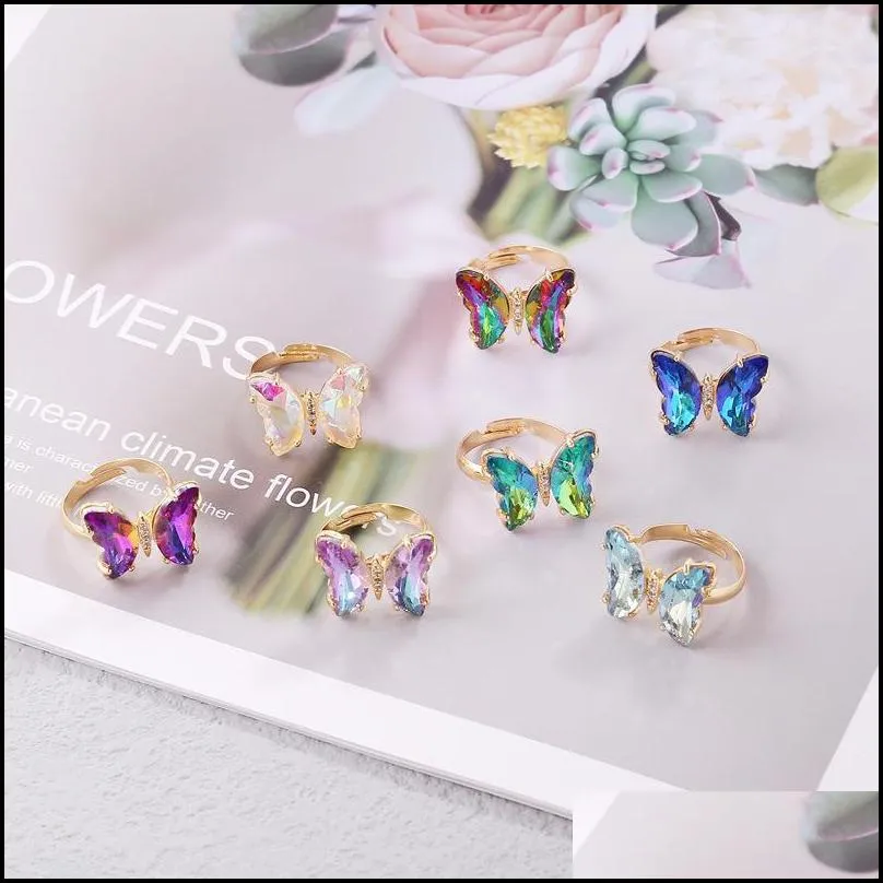 simple personalized butterfly rings fashionable popular temperament sweet and romantic girl exquisite opening ring