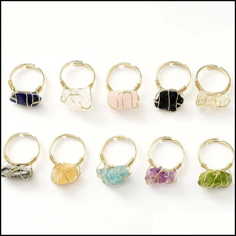 natural stone adjustable rings jewelry for women popular statement ring halloween christmas party gift wholesale