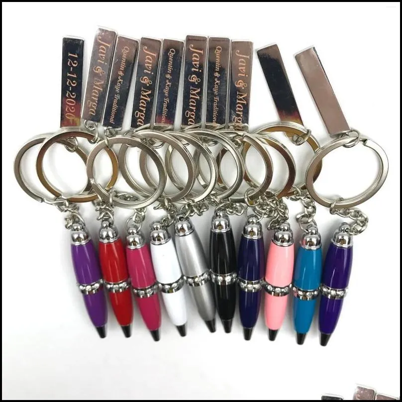 party favor 50pcs ball point pen keychain with personalized engraved metal nameplate wedding gift favors high school graduation 2022