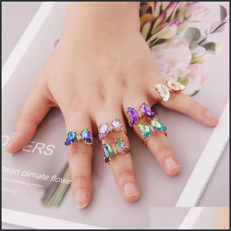 simple personalized butterfly rings fashionable popular temperament sweet and romantic girl exquisite opening ring