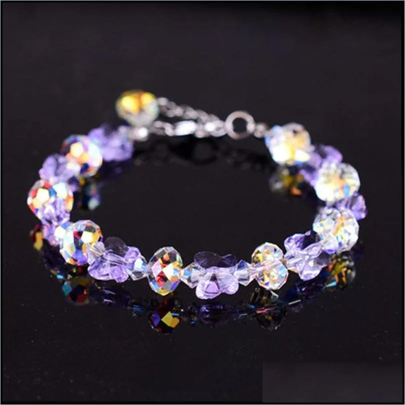 trendy colorful ab butterfly crystal beaded bracelets women sweet temperament handwork bracelet charms jewelry 12 styles