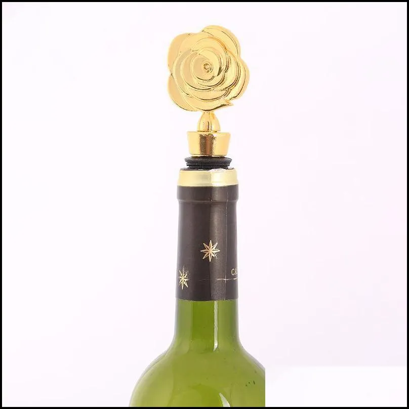 metal wine stopper bar tool creative rose flower shape champagne cork stopper wedding guest gift