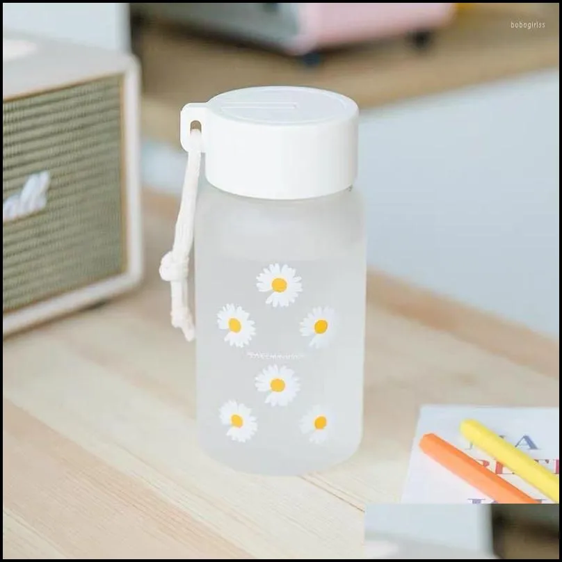 water bottles summer selling daisy bottle portable plastic cup ins student leakproof kettle frosted transparent flower tea simple