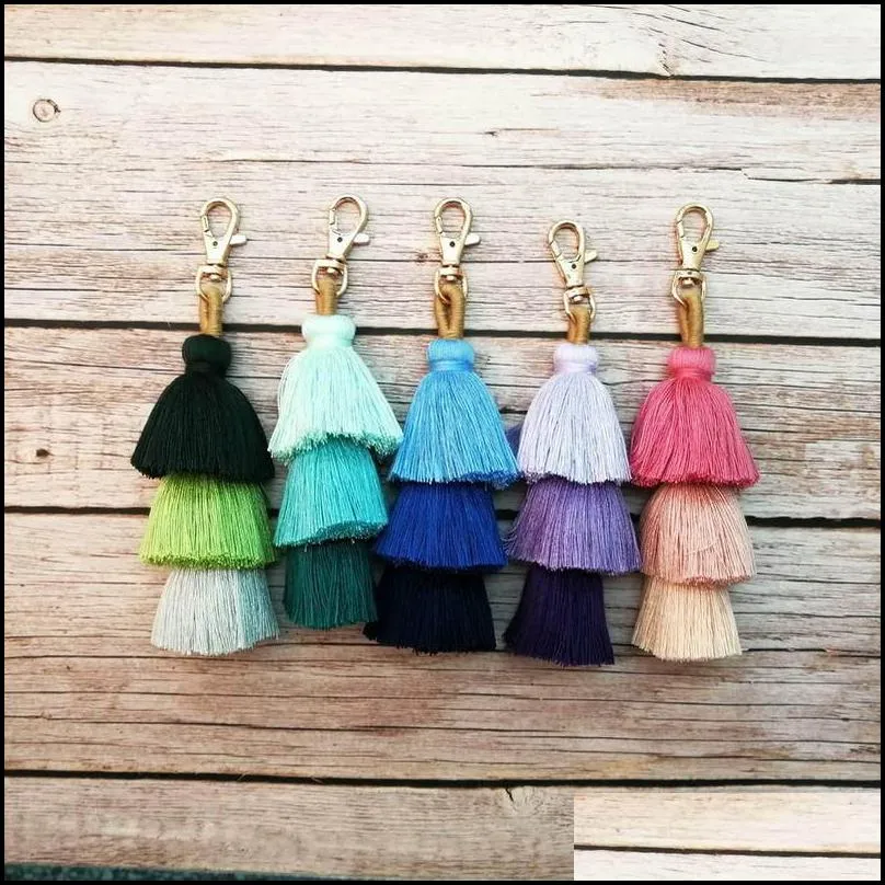 handmade women colorful boho pom tassel bag charm key chain fashion jewerly 10 styles