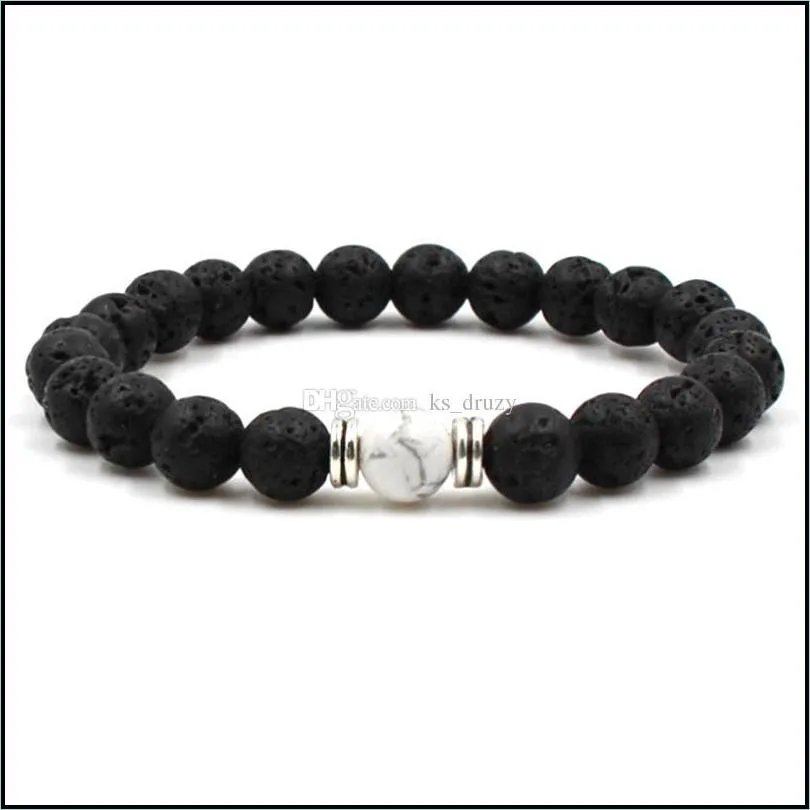 9colors 7 chakra natural black lava stone beads elastic bracelet  oil diffuser bracelet volcanic rock beaded hand strings