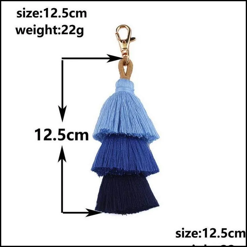 handmade women colorful boho pom tassel bag charm key chain fashion jewerly 10 styles