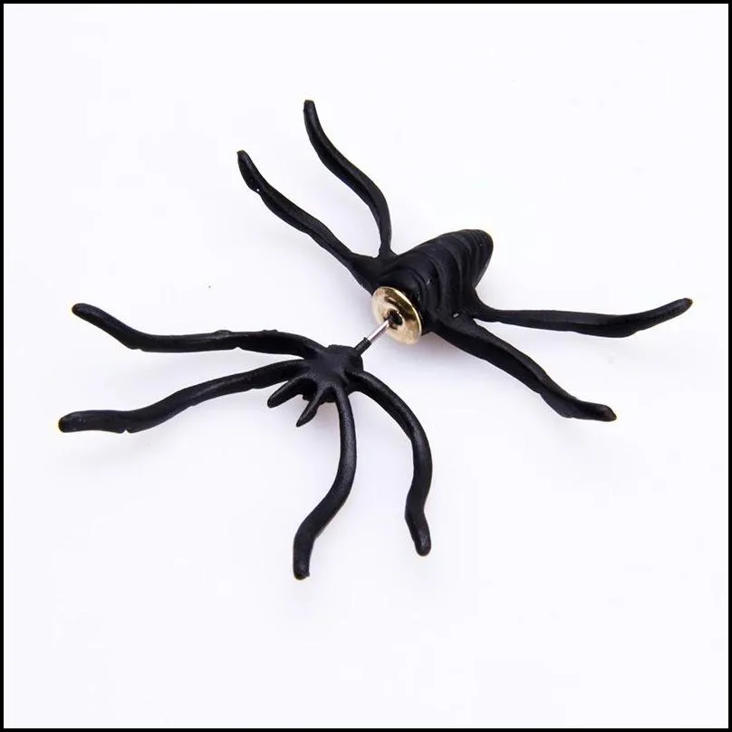 halloween decoration charm costumes for woman 3d creepy black spider ear stud earrings party diy decorations