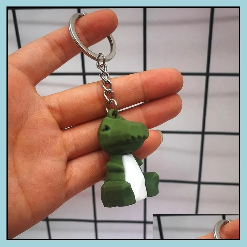 creative cartoon geometric faceted dinosaur panda keychain couple car key chain keyring backpack trinket hanging