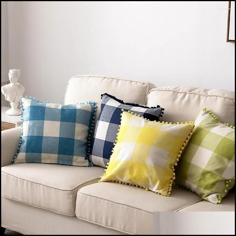 pillow case multi styles great plaid print tassel cushion cover universal covers breathable furniture accessories