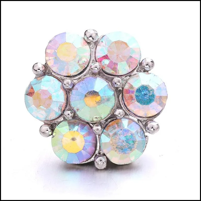 radiant colorful rhinestone chunk clasp 18mm snap button zircon flower charms bulk for snaps diy jewelry findings suppliers gift