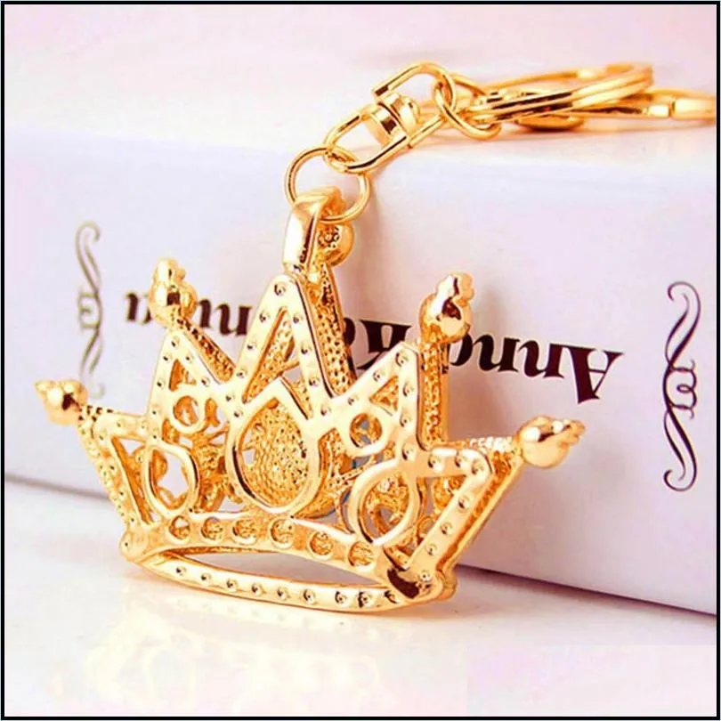 big crystal crown keychain rhinestone lipstick keyring car charms key holder creative gift for girlfriend