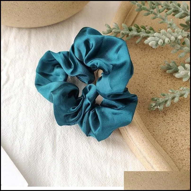 satin silk scrunchies women elastic rubber hair bands girls solid ponytail holder hairties rope hair accessories