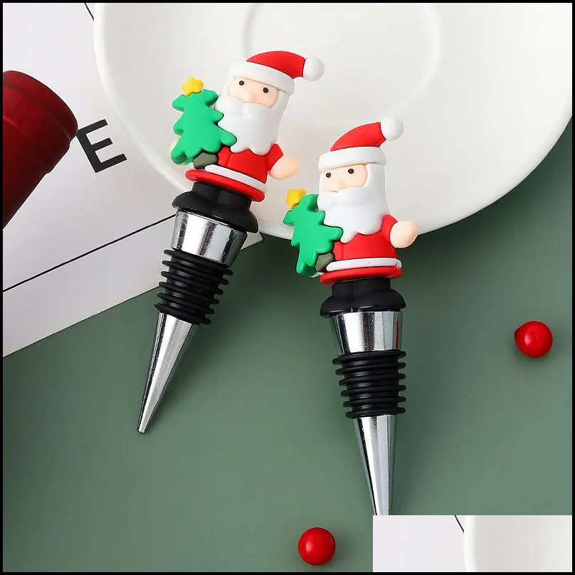 cartoon santa wine stoppers bar tools christmas party decorations metal champagne wine corks bottle opener