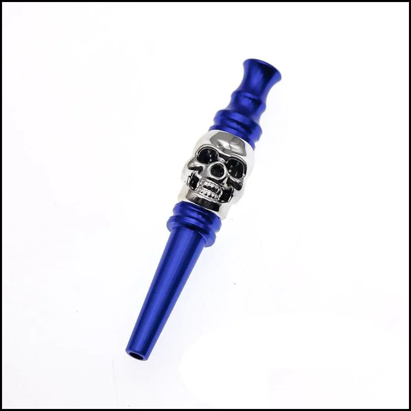 77mm color skull pipe outdoor portable metal cigarette holder smoking accessories creative gift