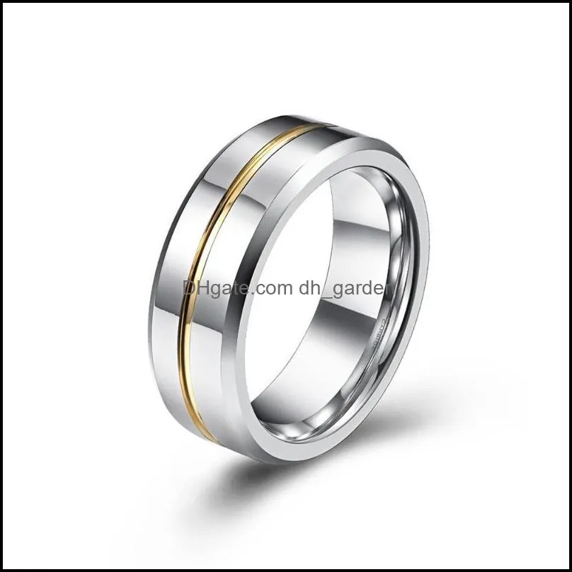 wedding rings mens fashion 8mm tungsten steel black/gold/blue groove ring rainbow band male jewelry gifts for menwedding brit22