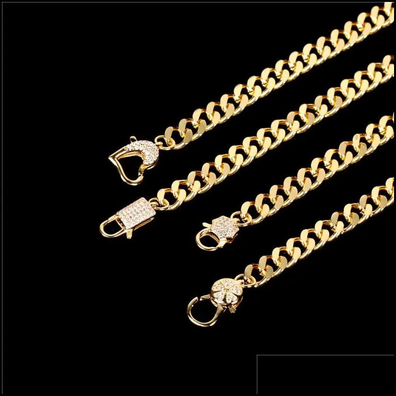 gold color punk round circle thick heart chain choker bracelet collar statement bracelets for women men party jewelry