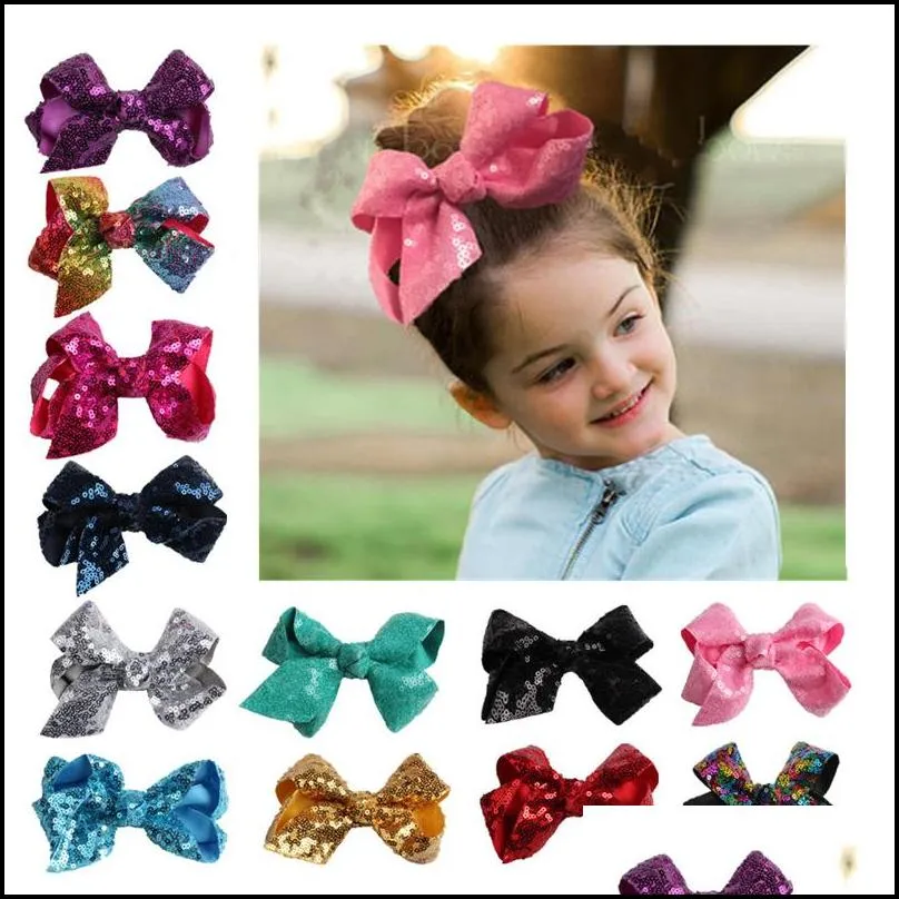 13 colors girls embroideried sequin hair bows with alligator clips colorful hairpins bling barrette accessories 0601808