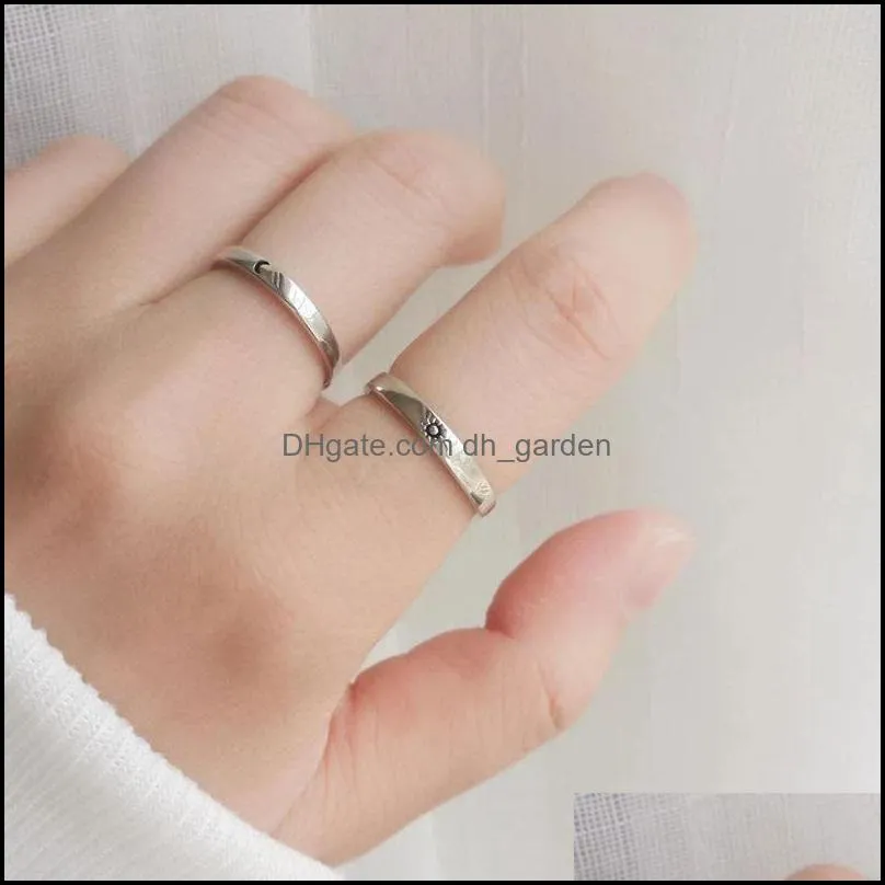 wedding rings pcs promise ring set sun and moon style silver plating band gift for couple boyfriend girlfriend h9wedding brit22